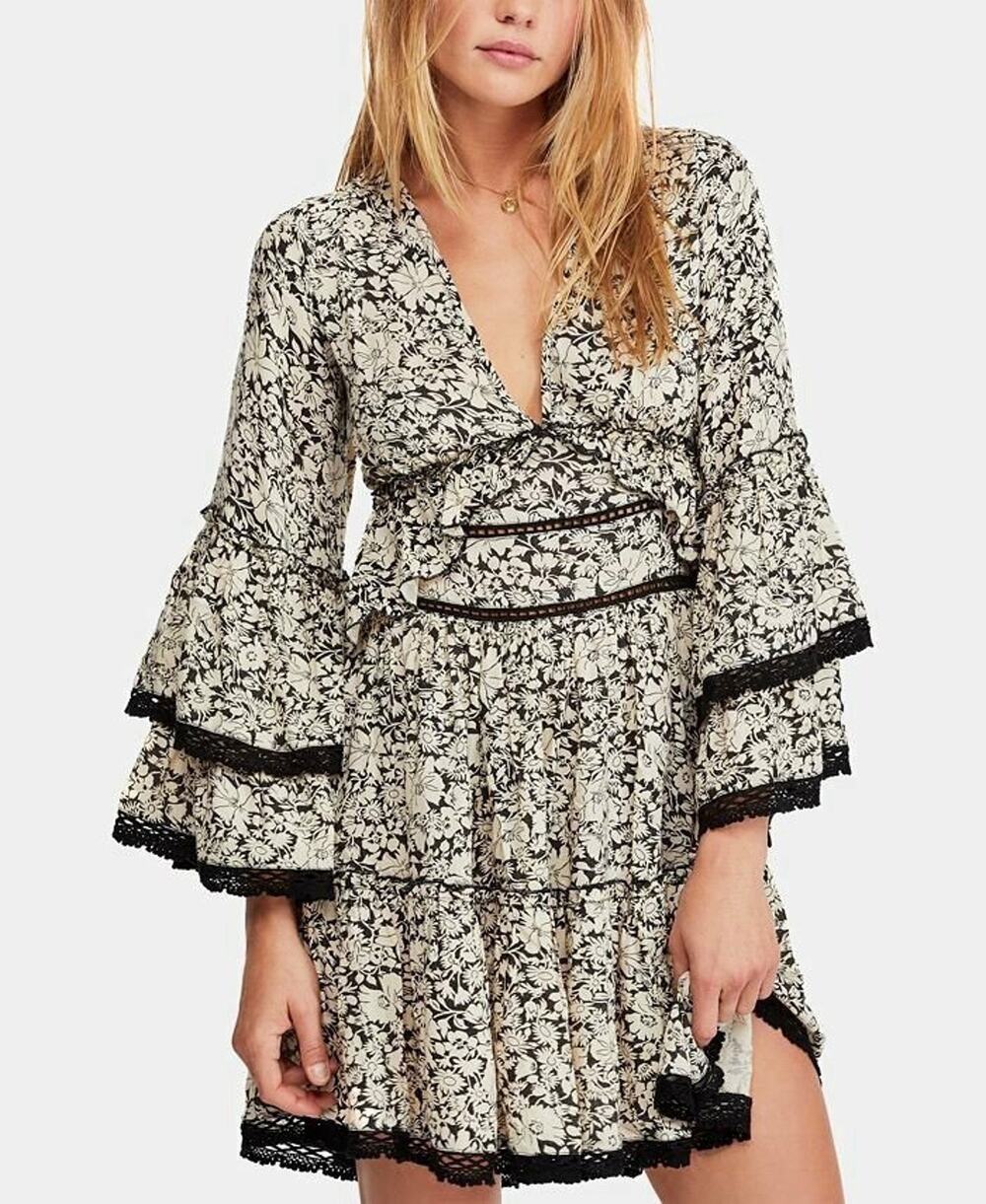 Free People Women’s Kristall Mini Dress Boho Floral Festival Size XS